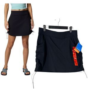 Columbia All Seasons Ruched Skirt UPF Skort Black Medium NEW with Tags